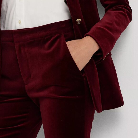 NWT Lauren Ralph Lauren Women's Plus Stretch Velvet Straight Leg Pants 16 W - Picture 2 of 5